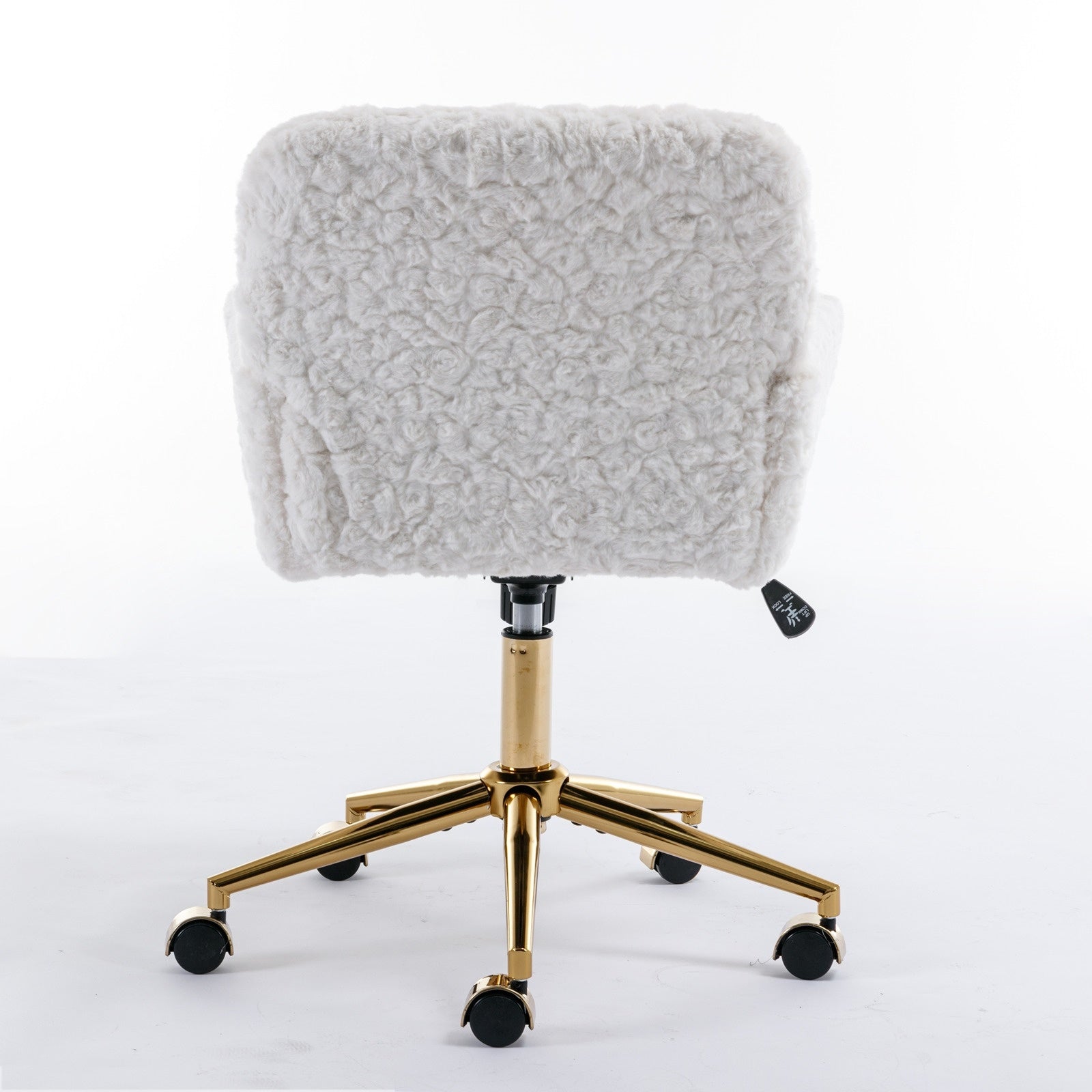 A&A Furniture Rabbit Hair Office Chair With Golden Base, Adjustable