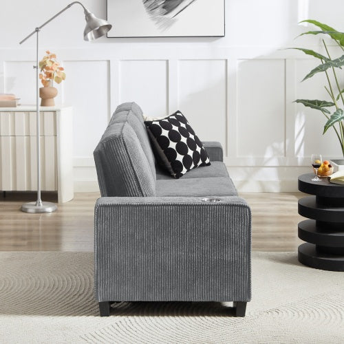 83.86Corduroy Fabric Sofa,Modern Compressed Couch,3-Seater Sofa, Furniture For Living Room,Bedroom,office