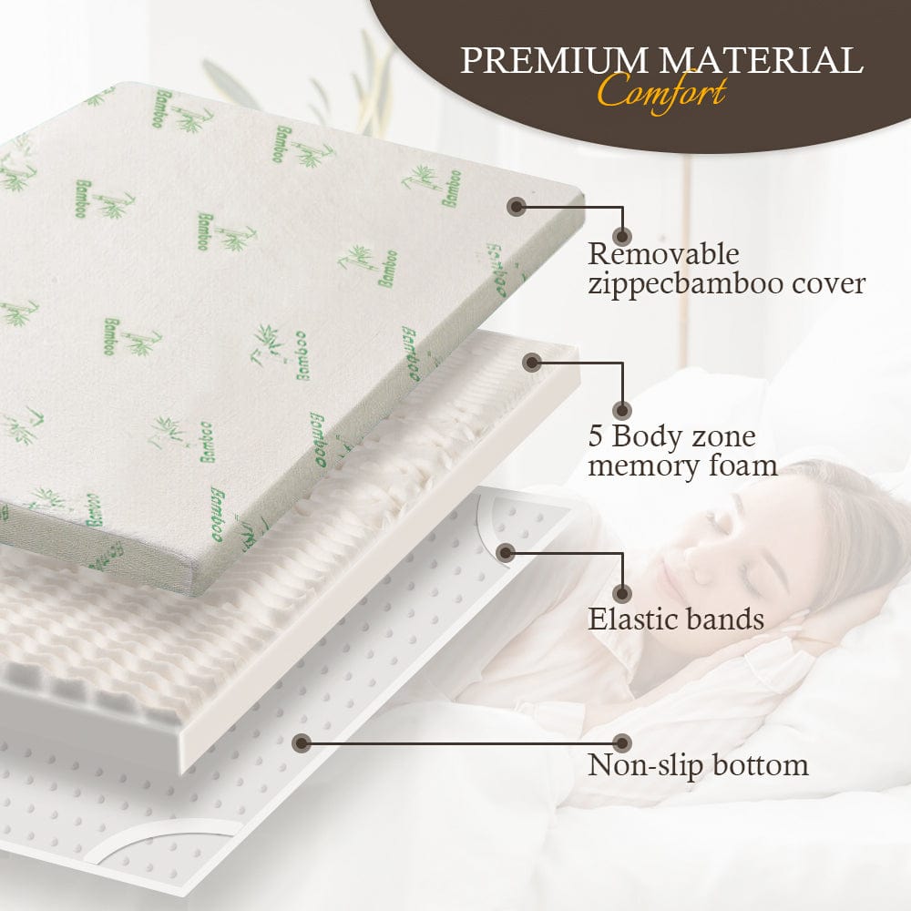 NNEDSZ 8cm Memory Foam Mattress Topper with Bamboo Cover - King