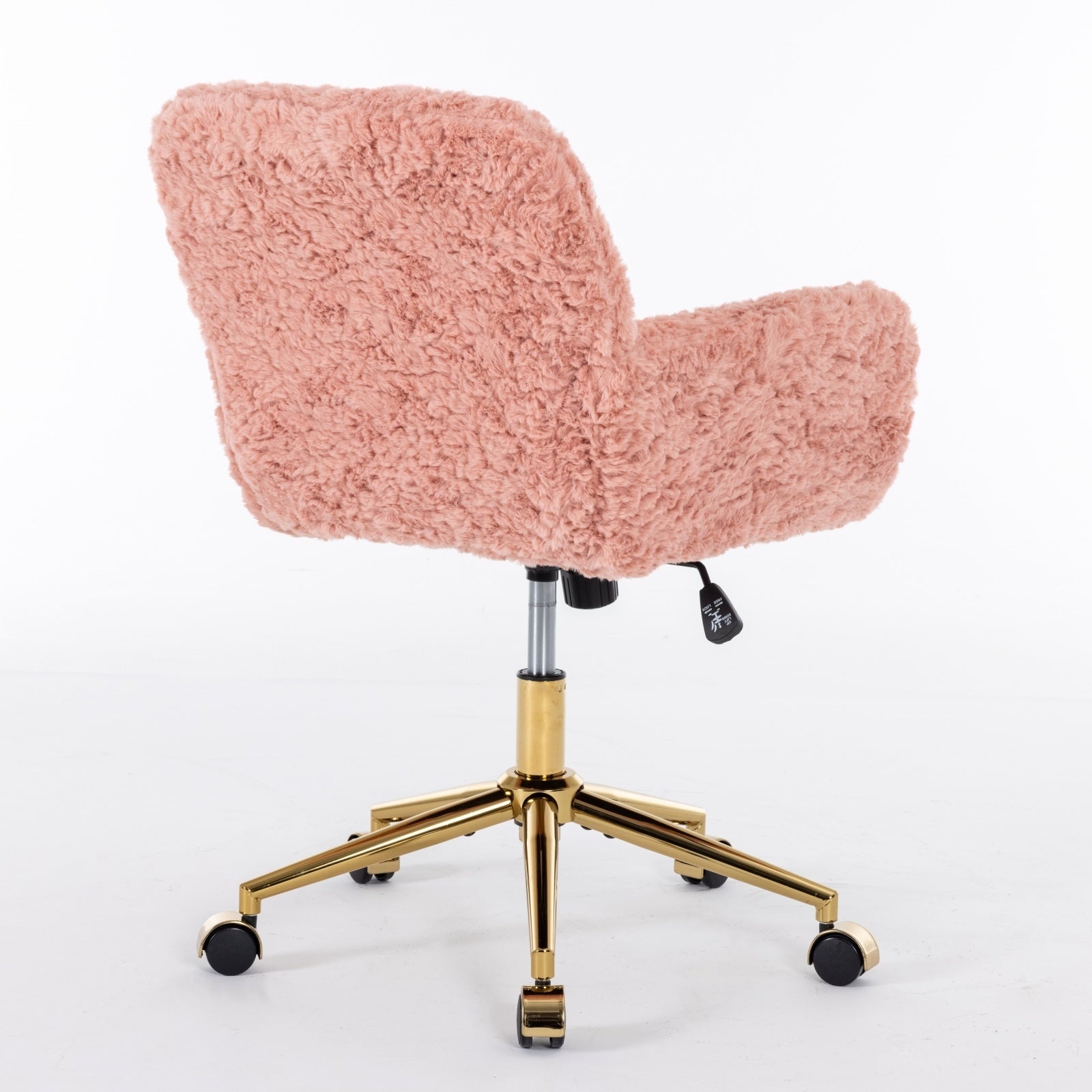 A&A Furniture Artificial Rabbit Hair Office Chair With Gold Base, Adjustable
